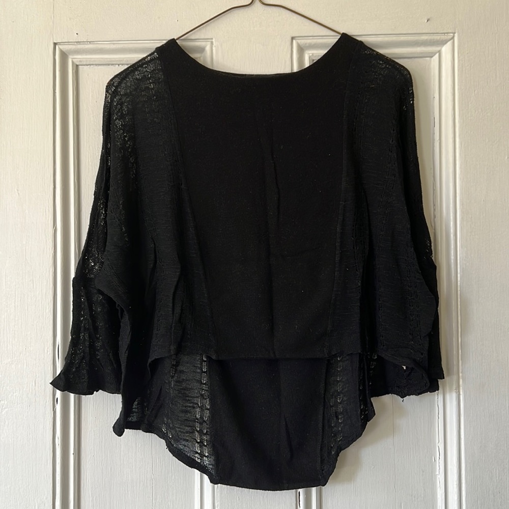 Aqua Quarter Sleeve Cropped Sweater